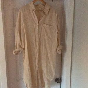 H&M Cream Linen Shirt Dress.